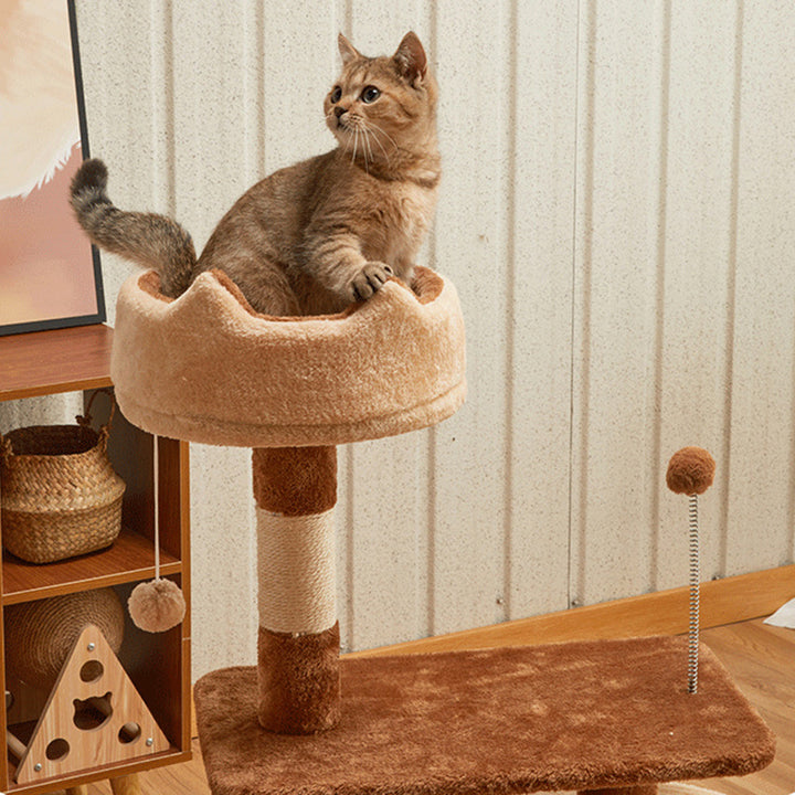 Modern Simplicity Velvet Particleboard Paper Tube Sisal With Scratching Post 3-Tier Cat Tree &amp; Condo For Living Room