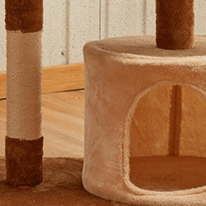 Modern Simplicity Velvet Particleboard Paper Tube Sisal With Scratching Post 3-Tier Cat Tree &amp; Condo For Living Room