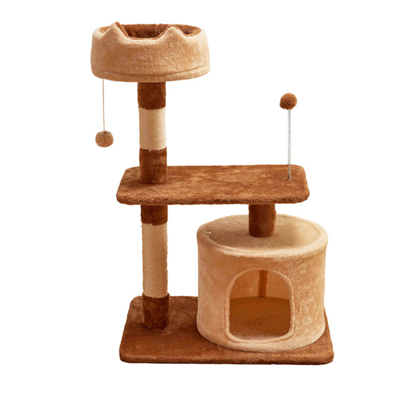 Modern Simplicity Velvet Particleboard Paper Tube Sisal With Scratching Post 3-Tier Cat Tree &amp; Condo For Living Room