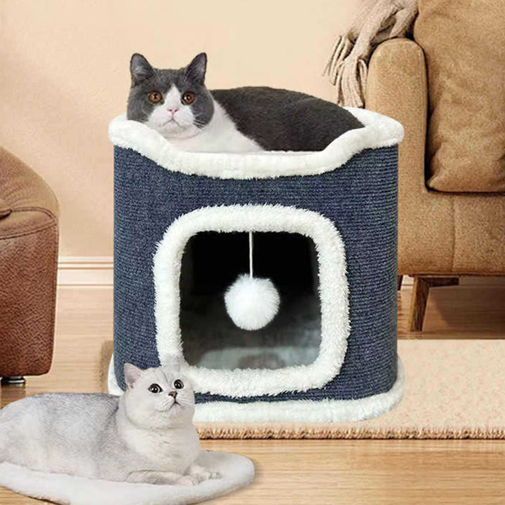 Modern Simplicity Ultra-Soft Fabric Carpet Fabric Cardboard Space-Saving Plush 1/2/3-Tier Cat Bed For Living Room