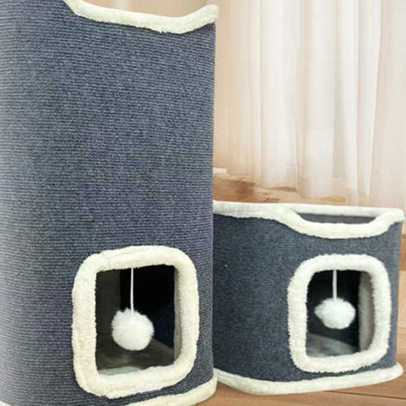 Modern Simplicity Ultra-Soft Fabric Carpet Fabric Cardboard Space-Saving Plush 1/2/3-Tier Cat Bed For Living Room