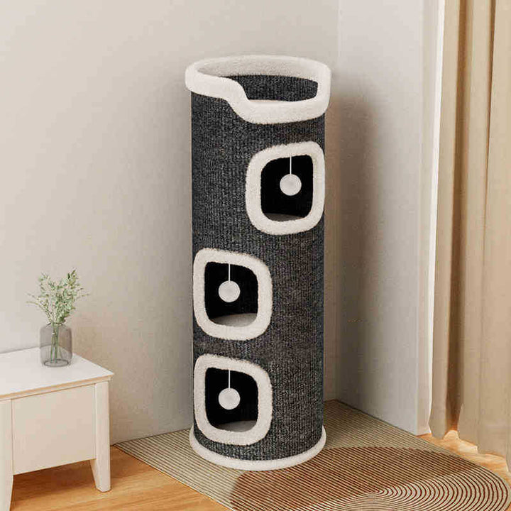 Modern Simplicity Ultra-Soft Fabric Carpet Fabric Cardboard Space-Saving Plush 1/2/3-Tier Cat Bed For Living Room