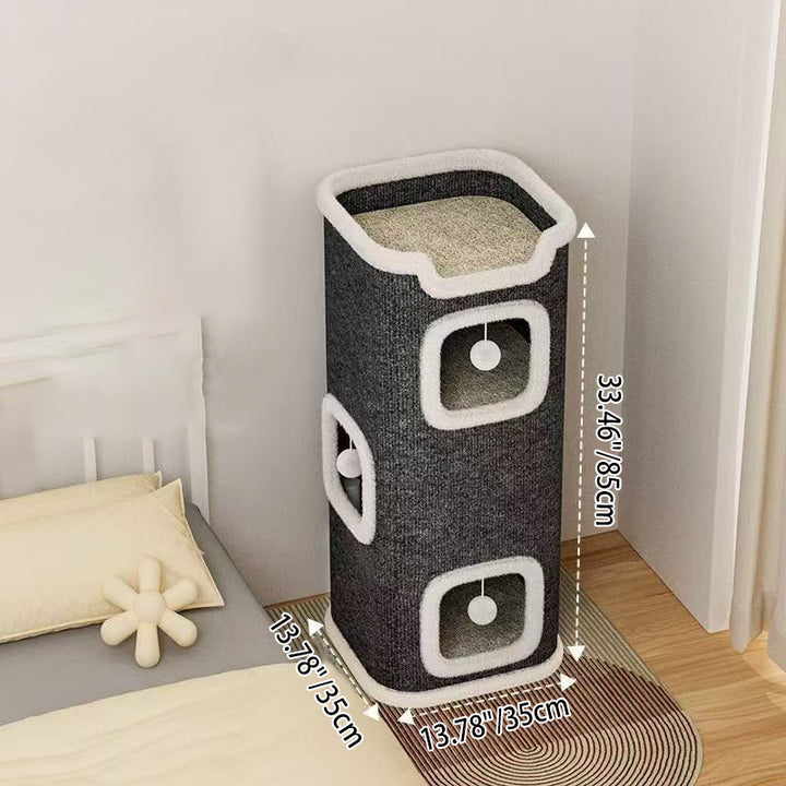 Modern Simplicity Ultra-Soft Fabric Carpet Fabric Cardboard Space-Saving Plush 1/2/3-Tier Cat Bed For Living Room