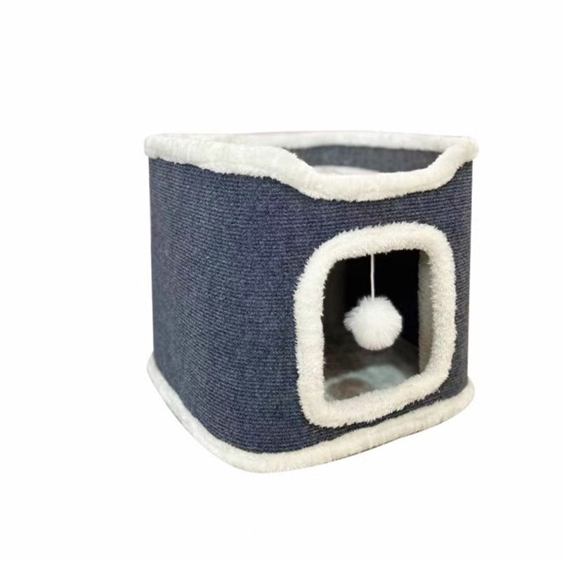Modern Simplicity Ultra-Soft Fabric Carpet Fabric Cardboard Space-Saving Plush 1/2/3-Tier Cat Bed For Living Room