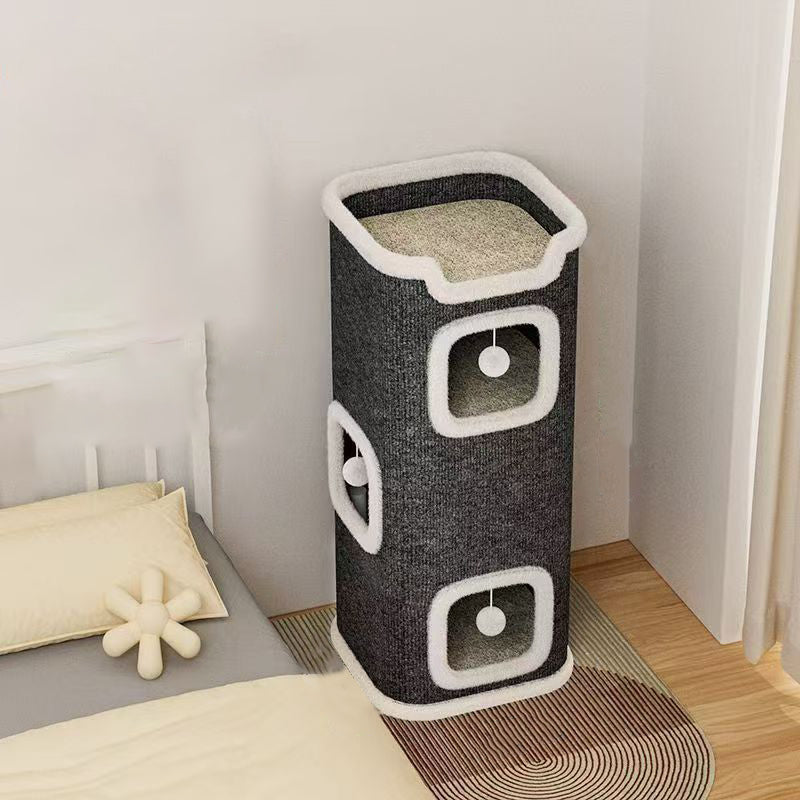 Modern Simplicity Ultra-Soft Fabric Carpet Fabric Cardboard Space-Saving Plush 1/2/3-Tier Cat Bed For Living Room