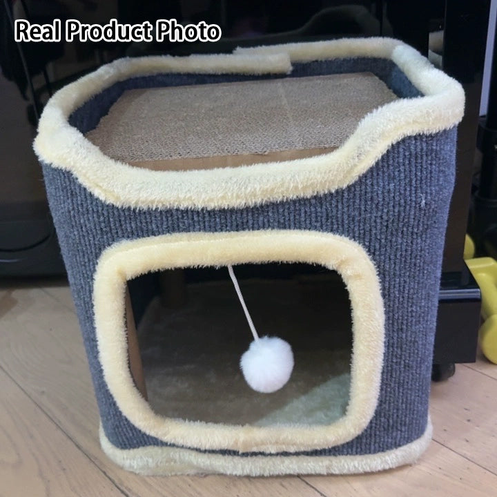 Modern Simplicity Ultra-Soft Fabric Carpet Fabric Cardboard Space-Saving Plush 1/2/3-Tier Cat Bed For Living Room