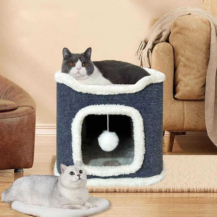 Modern Simplicity Ultra-Soft Fabric Carpet Fabric Cardboard Space-Saving Plush 1/2/3-Tier Cat Bed For Living Room
