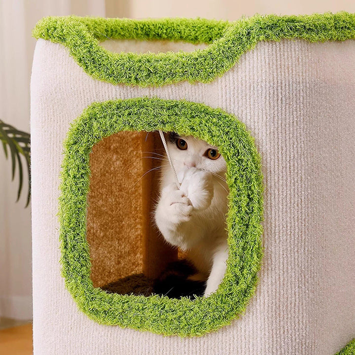 Modern Simplicity Velvet Burlap PP Cotton Felt Space-Saving 1/2/3-Tier Cat Bed For Living Room