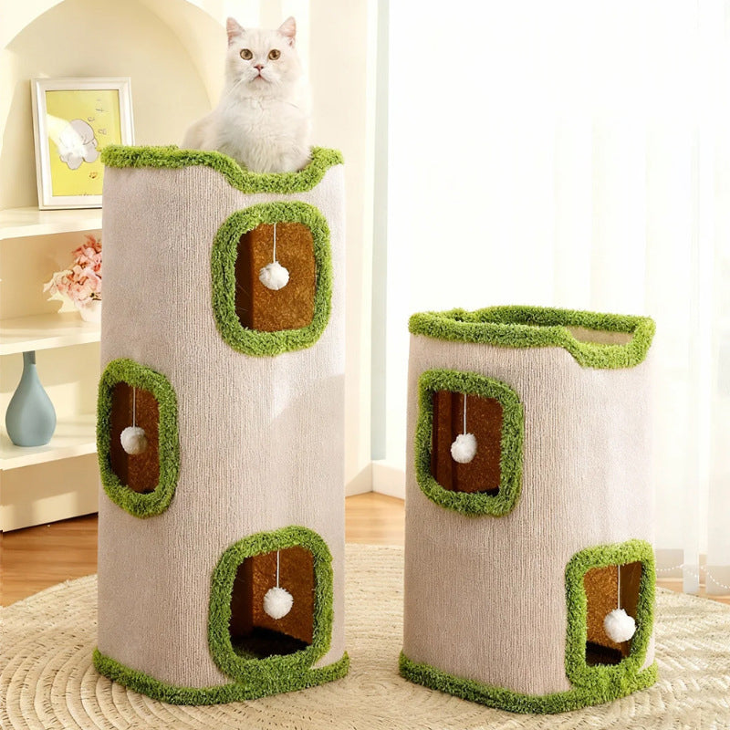 Modern Simplicity Velvet Burlap PP Cotton Felt Space-Saving 1/2/3-Tier Cat Bed For Living Room