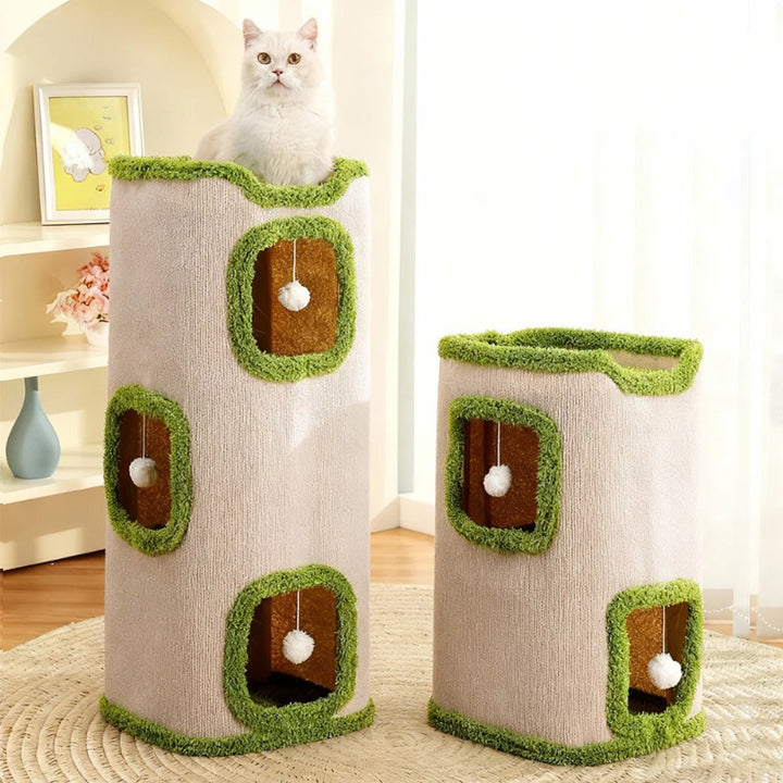 Modern Simplicity Velvet Burlap PP Cotton Felt Space-Saving 1/2/3-Tier Cat Bed For Living Room