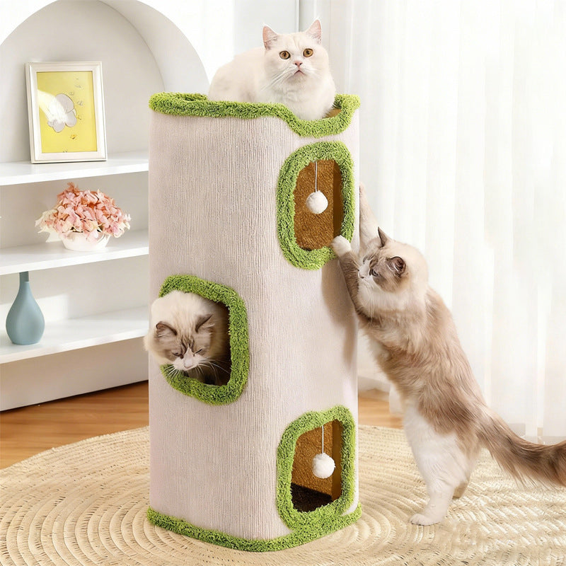 Modern Simplicity Velvet Burlap PP Cotton Felt Space-Saving 1/2/3-Tier Cat Bed For Living Room
