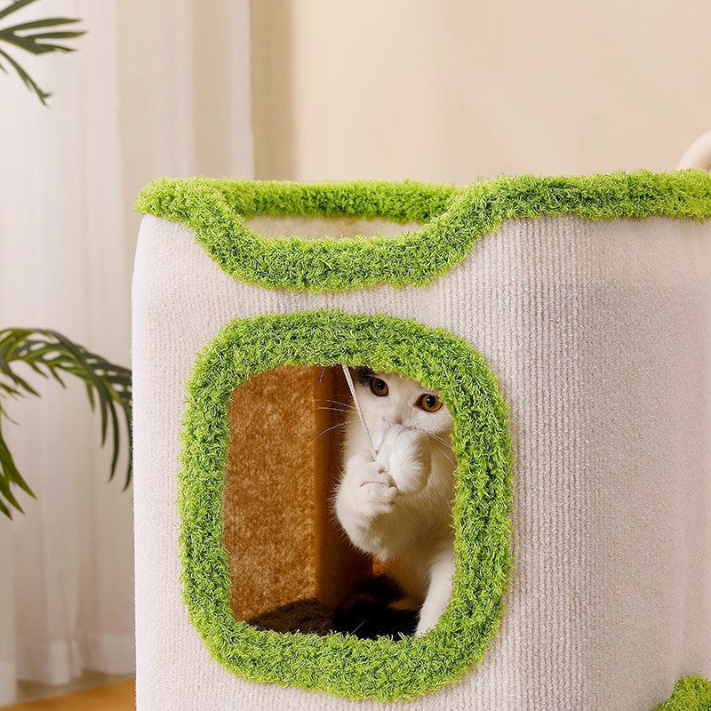 Modern Simplicity Velvet Burlap PP Cotton Felt Space-Saving 1/2/3-Tier Cat Bed For Living Room