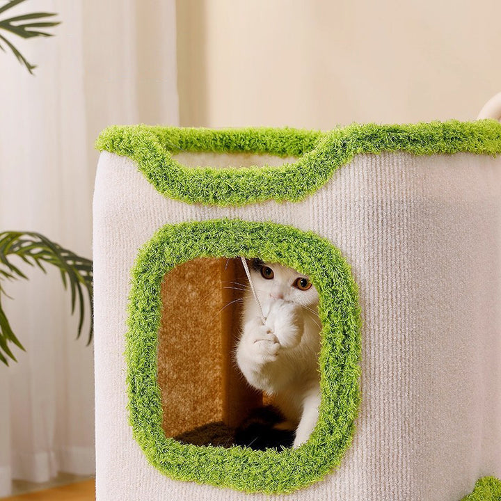 Modern Simplicity Velvet Burlap PP Cotton Felt Space-Saving 1/2/3-Tier Cat Bed For Living Room