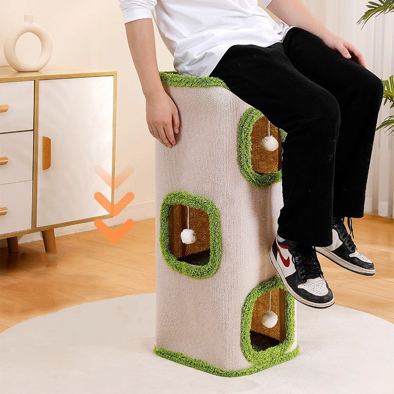 Modern Simplicity Velvet Burlap PP Cotton Felt Space-Saving 1/2/3-Tier Cat Bed For Living Room