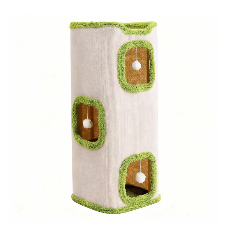 Modern Simplicity Velvet Burlap PP Cotton Felt Space-Saving 1/2/3-Tier Cat Bed For Living Room