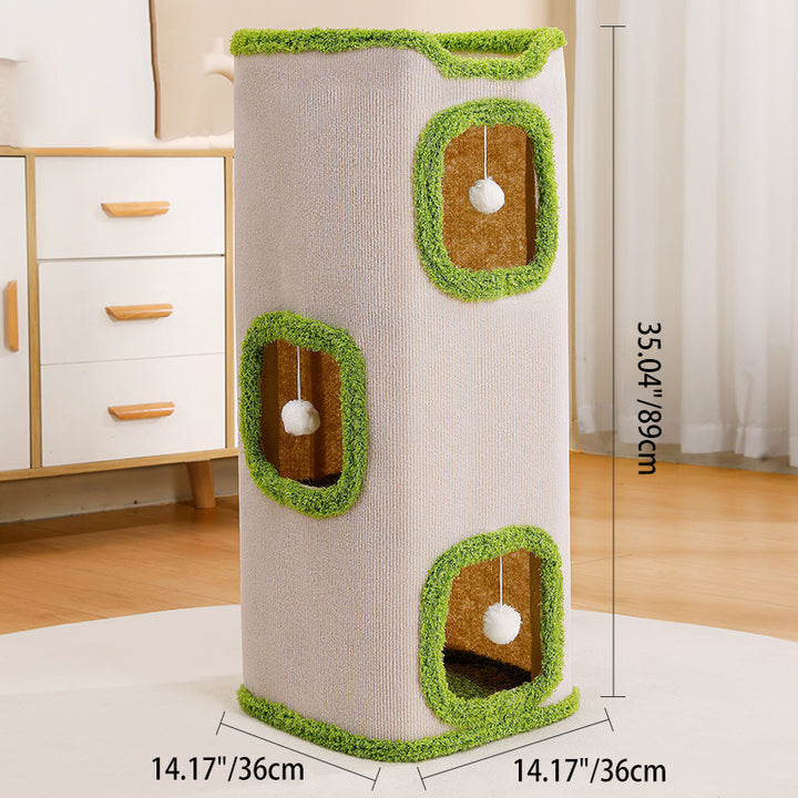 Modern Simplicity Velvet Burlap PP Cotton Felt Space-Saving 1/2/3-Tier Cat Bed For Living Room