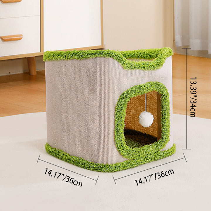 Modern Simplicity Velvet Burlap PP Cotton Felt Space-Saving 1/2/3-Tier Cat Bed For Living Room