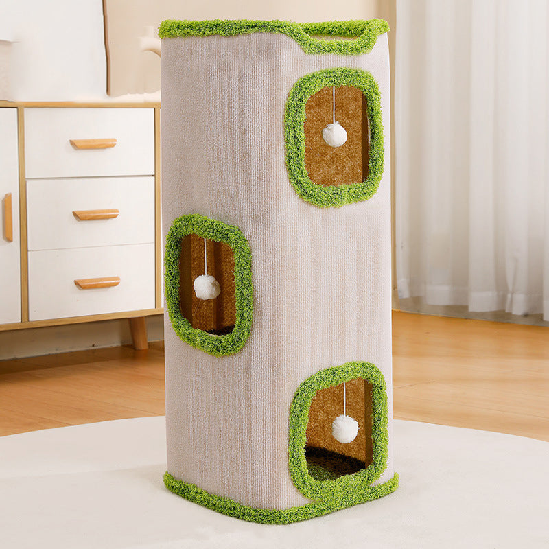 Modern Simplicity Velvet Burlap PP Cotton Felt Space-Saving 1/2/3-Tier Cat Bed For Living Room