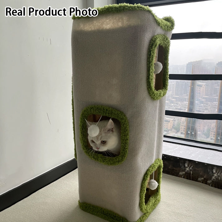 Modern Simplicity Velvet Burlap PP Cotton Felt Space-Saving 1/2/3-Tier Cat Bed For Living Room