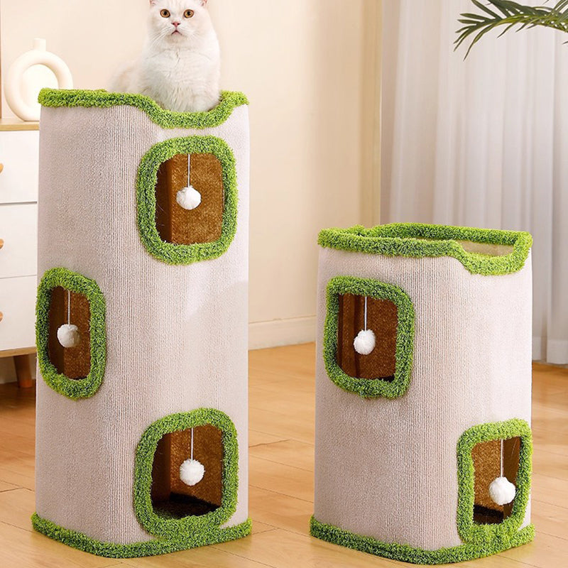 Modern Simplicity Velvet Burlap PP Cotton Felt Space-Saving 1/2/3-Tier Cat Bed For Living Room