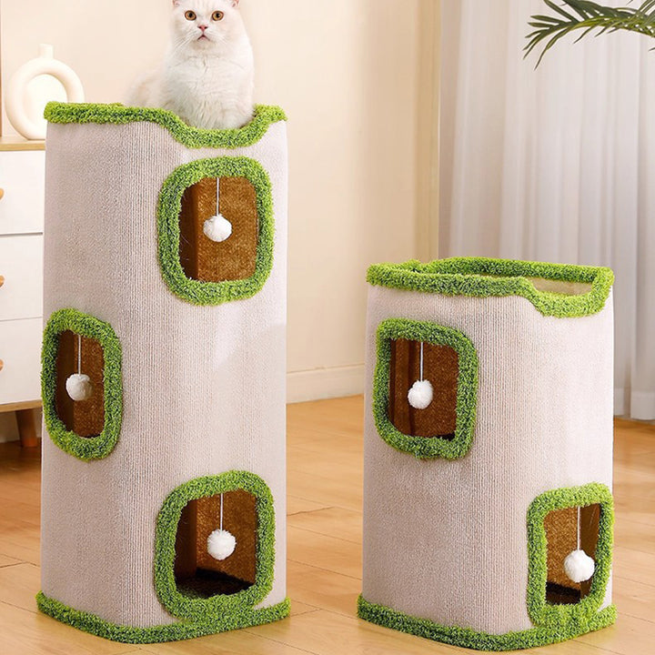 Modern Simplicity Velvet Burlap PP Cotton Felt Space-Saving 1/2/3-Tier Cat Bed For Living Room
