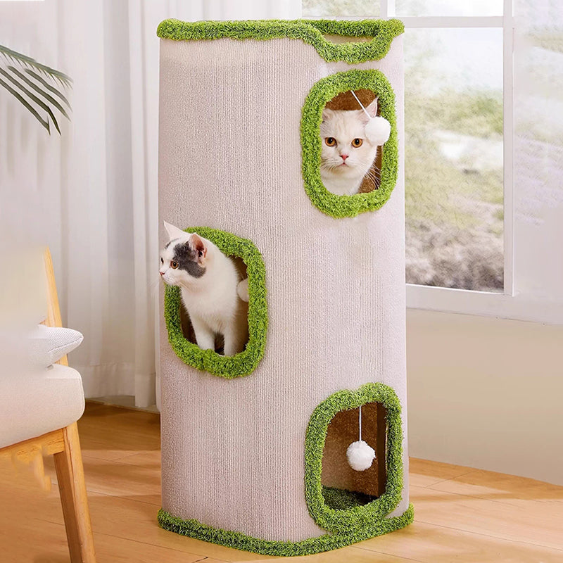 Modern Simplicity Velvet Burlap PP Cotton Felt Space-Saving 1/2/3-Tier Cat Bed For Living Room