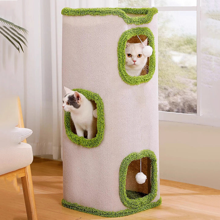 Modern Simplicity Velvet Burlap PP Cotton Felt Space-Saving 1/2/3-Tier Cat Bed For Living Room