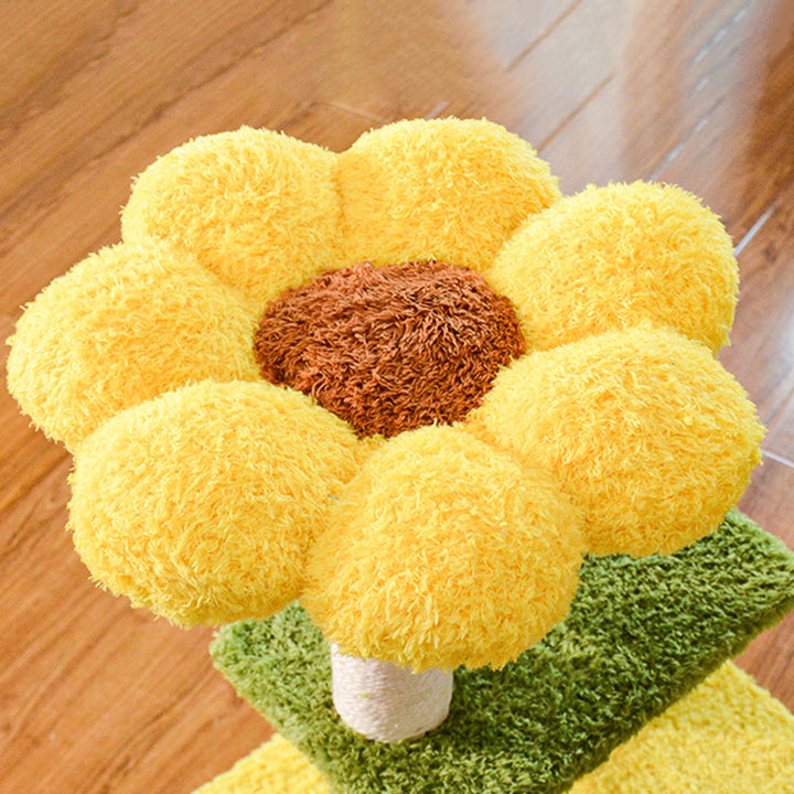 Modern Simplicity Teddy Fleece Particleboard Paper Tube Decorative With Sisal Scratching Post 3-Tier Cat Tree &amp; Condo For Living Room