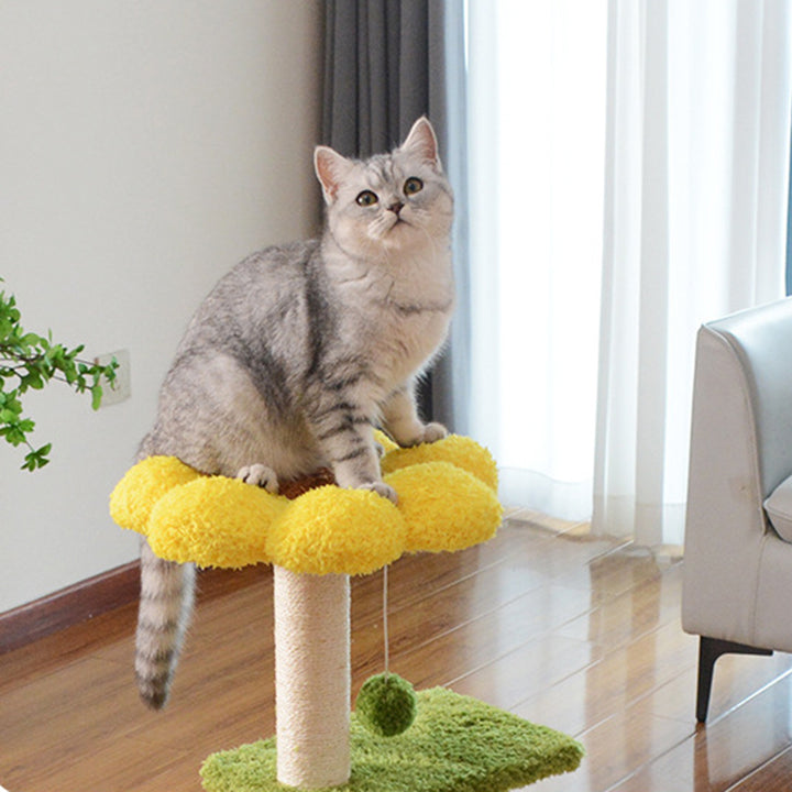 Modern Simplicity Teddy Fleece Particleboard Paper Tube Decorative With Sisal Scratching Post 3-Tier Cat Tree &amp; Condo For Living Room