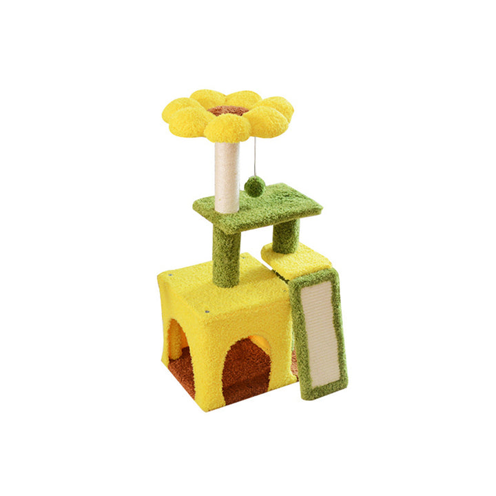Modern Simplicity Teddy Fleece Particleboard Paper Tube Decorative With Sisal Scratching Post 3-Tier Cat Tree &amp; Condo For Living Room