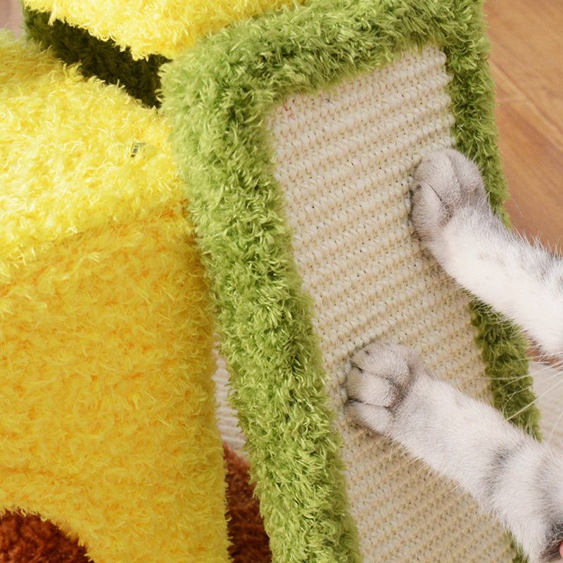 Modern Simplicity Teddy Fleece Particleboard Paper Tube Decorative With Sisal Scratching Post 3-Tier Cat Tree &amp; Condo For Living Room