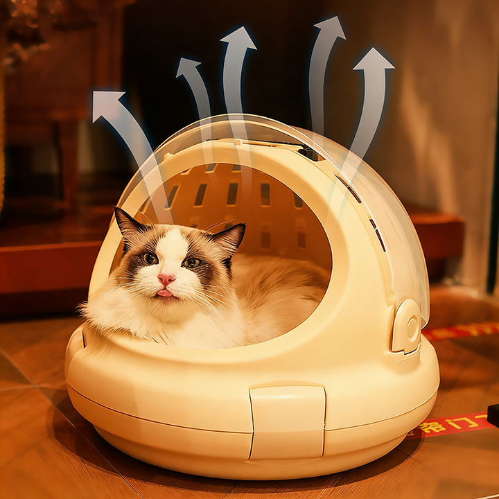 Modern Simplicity Bunny Fur ABS PP Cotton Highly Practical Round With Panoramic View Cozy Cat Bed For Outdoor