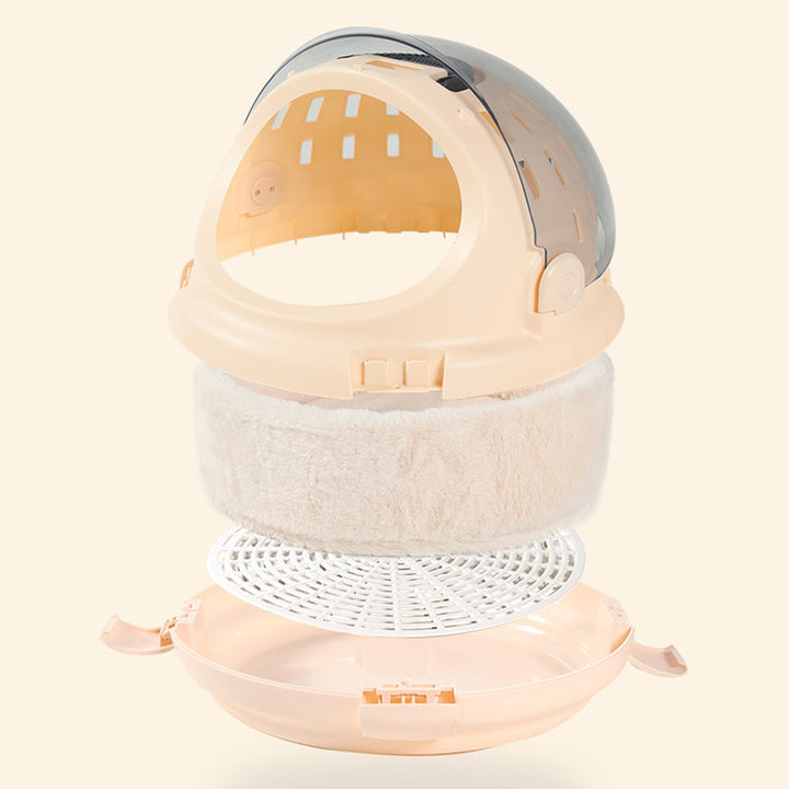 Modern Simplicity Bunny Fur ABS PP Cotton Highly Practical Round With Panoramic View Cozy Cat Bed For Outdoor
