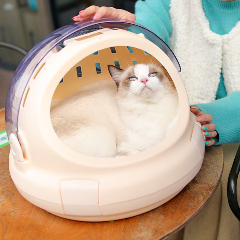 Modern Simplicity Bunny Fur ABS PP Cotton Highly Practical Round With Panoramic View Cozy Cat Bed For Outdoor