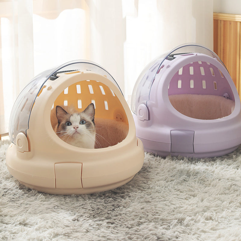 Modern Simplicity Bunny Fur ABS PP Cotton Highly Practical Round With Panoramic View Cozy Cat Bed For Outdoor