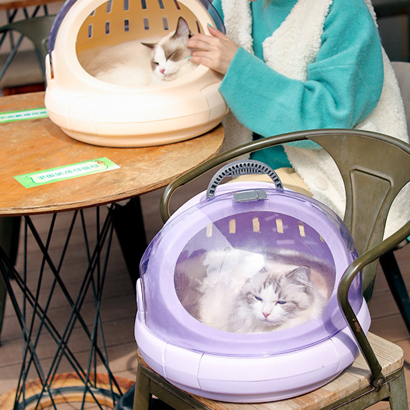 Modern Simplicity Bunny Fur ABS PP Cotton Highly Practical Round With Panoramic View Cozy Cat Bed For Outdoor