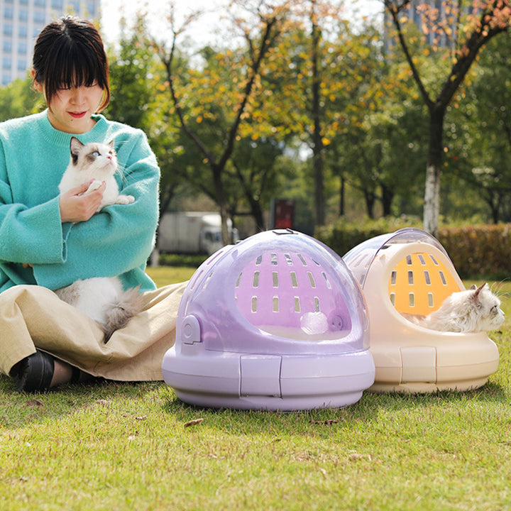 Modern Simplicity Bunny Fur ABS PP Cotton Highly Practical Round With Panoramic View Cozy Cat Bed For Outdoor