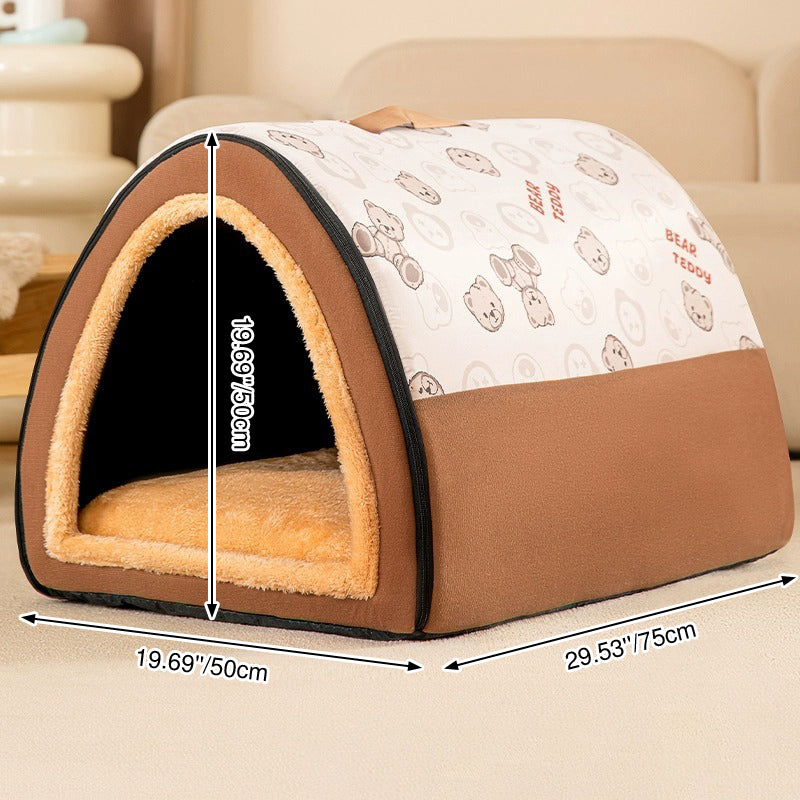 Modern Simplicity Sherpa Fleece PP Cotton Decorative Plush Enclosed Cat Bed For Living Room