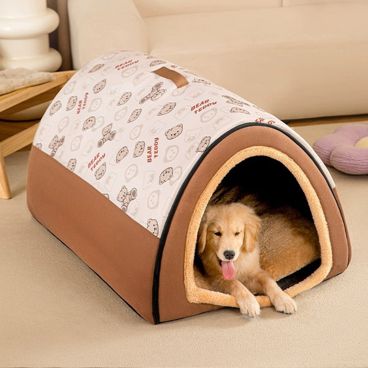 Modern Simplicity Sherpa Fleece PP Cotton Decorative Plush Enclosed Cat Bed For Living Room
