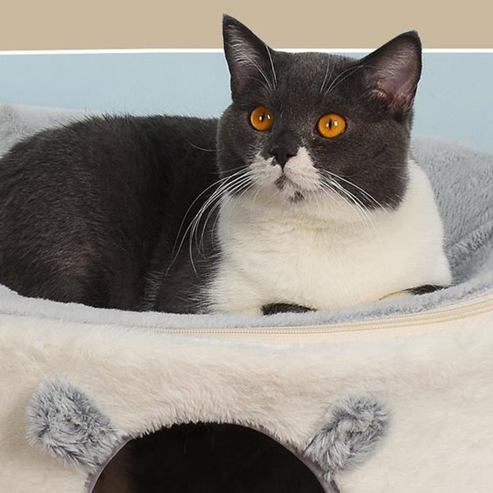 Contemporary Nordic Faux Rabbit Fur Plush Fabric Velvet Foam Sponge Steel Tube Decorative Oval Cat Bed For Living Room