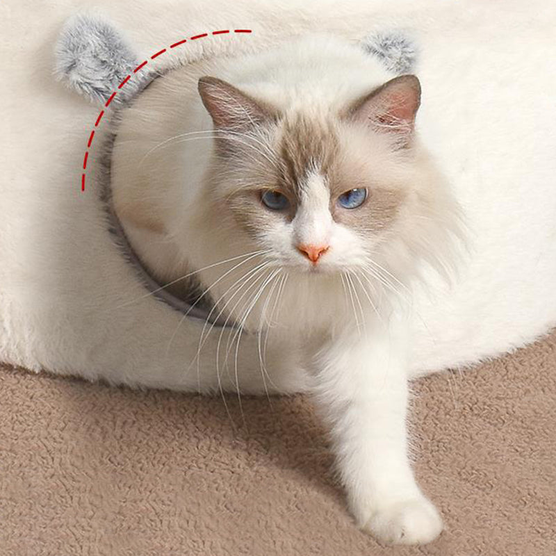Contemporary Nordic Faux Rabbit Fur Plush Fabric Velvet Foam Sponge Steel Tube Decorative Oval Cat Bed For Living Room