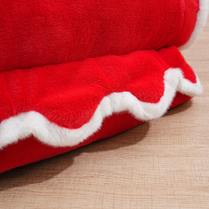 Traditional Chinese Faux Rabbit Fur Napped Fabric Faux Mink Fabric PP Cotton PVC Anti-Slip Dots Plush Decorative Lion Dance Design Cat Bed For Bedroom