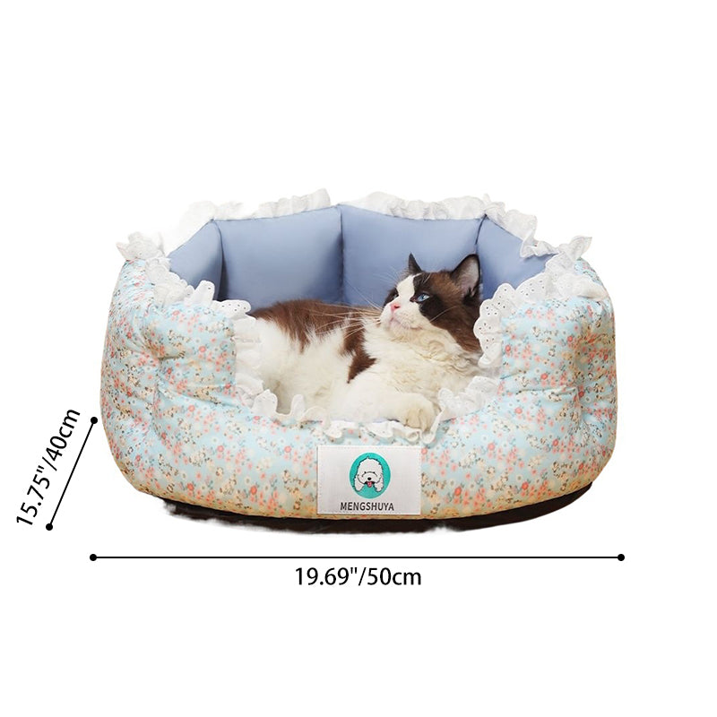 Traditional French Polyester PP Cotton Round Cozy Decorative Lightweight Cat Bed For Bedroom