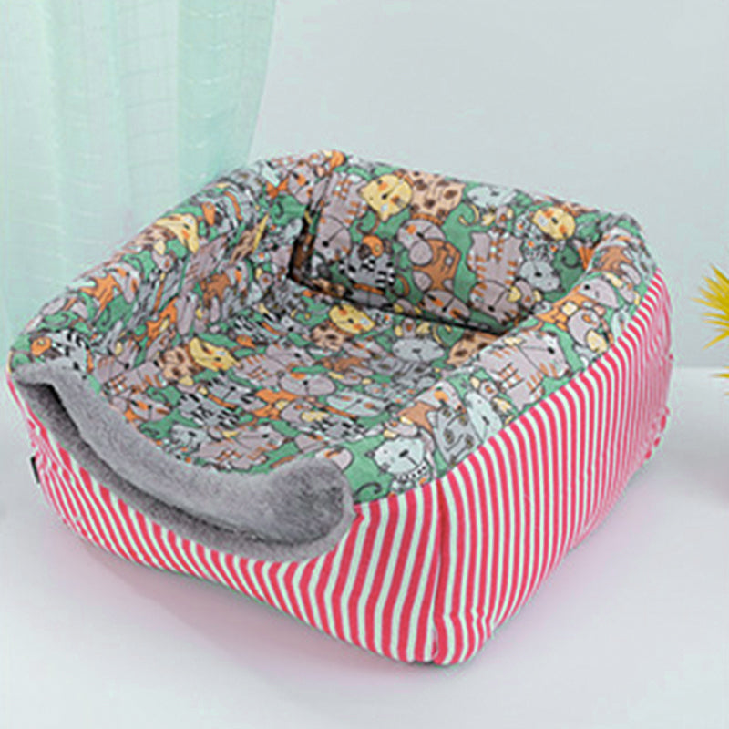 Modern Minimalist Plush Fabric Canvas Fabric Foam Sponge PVC Anti-Slip Dots Rectangular Cozy Cat Bed For Living Room
