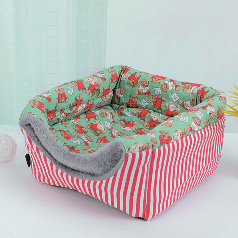 Modern Minimalist Plush Fabric Canvas Fabric Foam Sponge PVC Anti-Slip Dots Rectangular Cozy Cat Bed For Living Room
