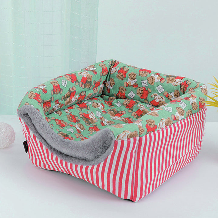 Modern Minimalist Plush Fabric Canvas Fabric Foam Sponge PVC Anti-Slip Dots Rectangular Cozy Cat Bed For Living Room