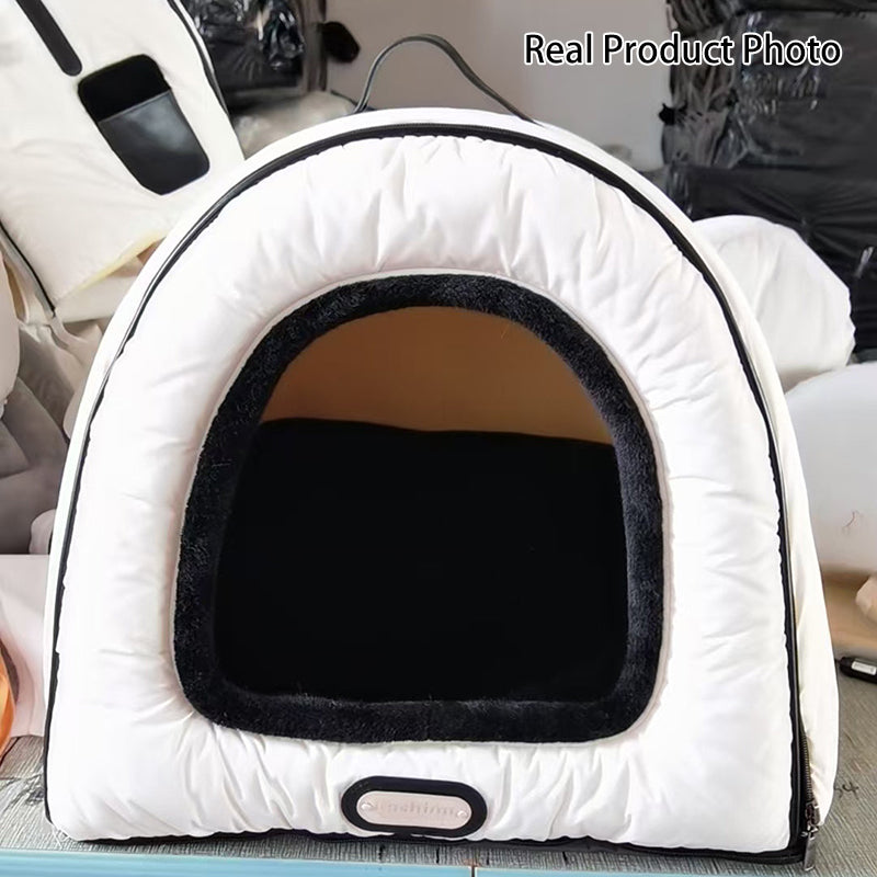Modern Minimalist Polyester Faux Mink Fur Down Alternative Fiber Foam Sponge Washable Round-Arch Cozy Cat Bed For Living Room