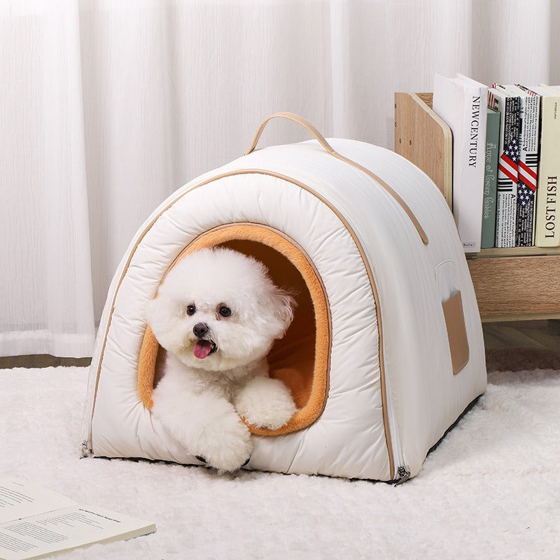 Modern Minimalist Polyester Faux Mink Fur Down Alternative Fiber Foam Sponge Washable Round-Arch Cozy Cat Bed For Living Room
