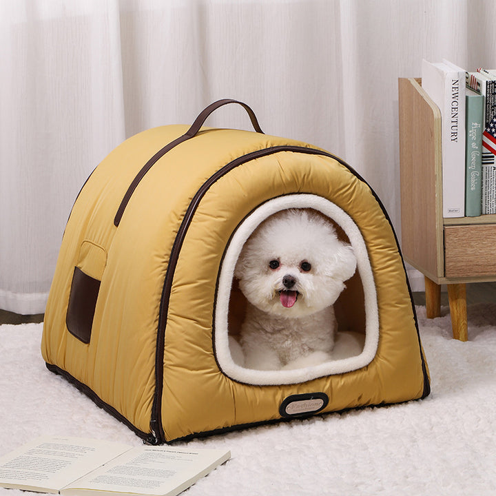 Modern Minimalist Polyester Faux Mink Fur Down Alternative Fiber Foam Sponge Washable Round-Arch Cozy Cat Bed For Living Room