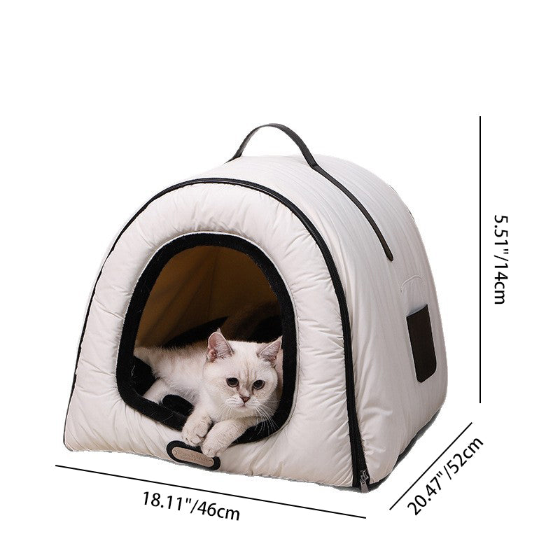 Modern Minimalist Polyester Faux Mink Fur Down Alternative Fiber Foam Sponge Washable Round-Arch Cozy Cat Bed For Living Room
